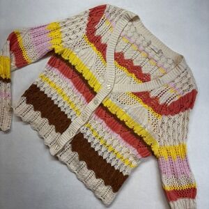 Altar'd State Crochet Knit Cardigan Sweater Striped Boho Bohemian‎ Women's